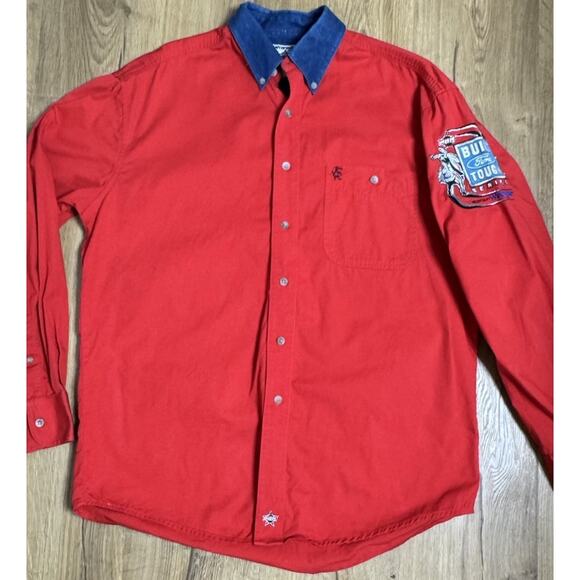 Wrangler Shirt Mens Medium PBR Bull Riding Built Ford Tough Series Denim Collar - Picture 3 of 10